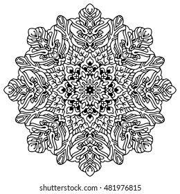 Coloring book page for adults - zendala, doodle.