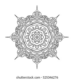 Coloring book page for adults - zendala, doodle. Joy to adult colorists, who like art, relax and meditation. Vector mandala