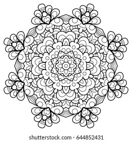 Coloring book page for adults - zendala, doodle. Joy to adult colorists, who like art, relax and meditation. Vector mandala