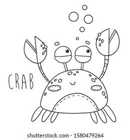 Coloring book page animal crab