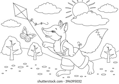 Coloring book page. Animals cartoon. Coloring page outline of cartoon. Vector illustration, coloring book for kids. Doodle page. Children background