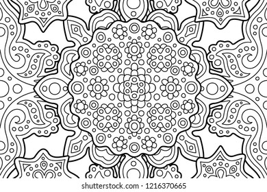 Coloring book page with beautiful rectangle abstract pattern