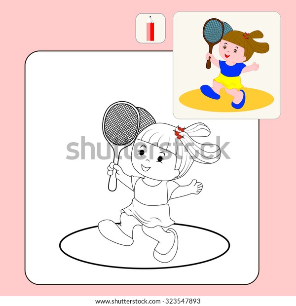 coloring book page cartoon illustration girl stock vector