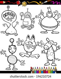 Coloring Book or Page Cartoon Vector Illustration of Color and Black and White Fantasy or Fairy Tale Characters for Children