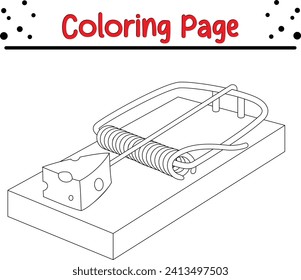 coloring book page cheese mousetrap