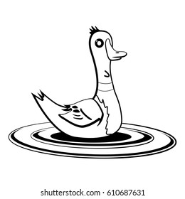 Coloring book page for children - cartoon duck. Vector illustration.