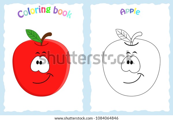 Download Coloring Book Page Children Colorful Apple Stock Vector Royalty Free 1084064846