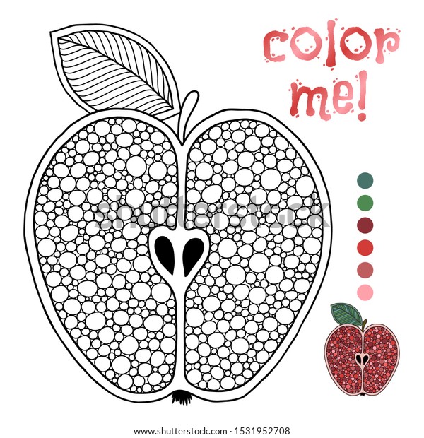 Download Coloring Book Page Children Outlines Apple Stock Vector Royalty Free 1531952708