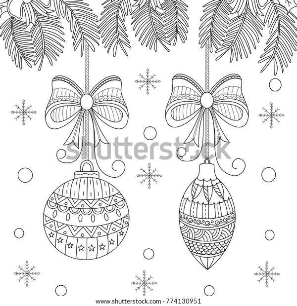 Coloring Book Page Christmas Ball Adult Stock Vector (royalty Free 