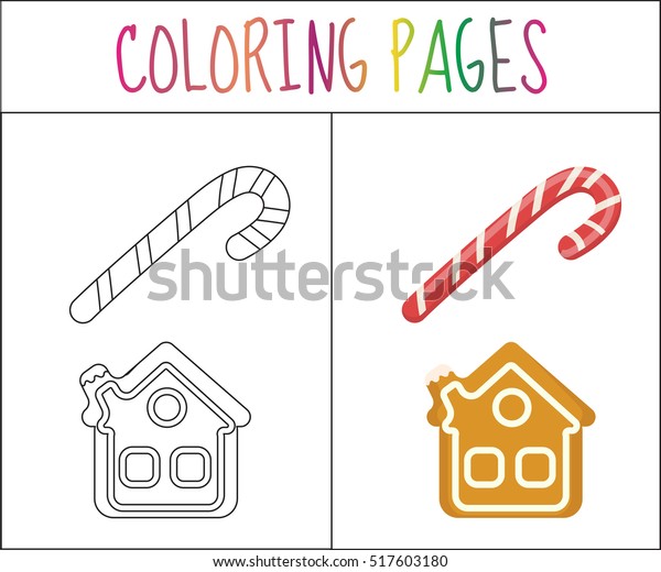 coloring book page christmas candy cane stock vector