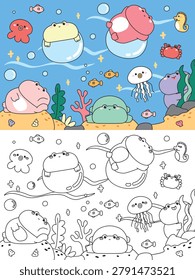 Coloring book page cute