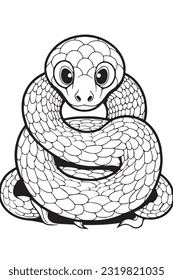 coloring book page cute snake
