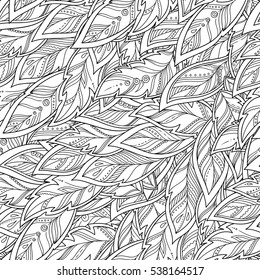 Coloring Book Page Design Feather Seamless Stock Vector (Royalty Free ...