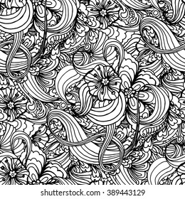Coloring book page design with pattern. Mandala ethnic ornament. Isolated vector illustration in zentangle style. Headwear or neckwear design.