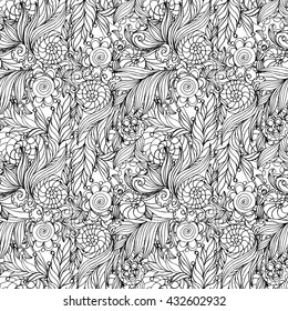 Coloring book page design with pattern. Mandala ethnic ornament. Isolated vector illustration in zentangle style. Headwear or neckwear design.