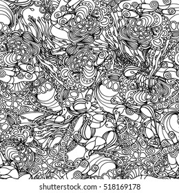 Coloring book page design with pattern. Mandala ethnic ornament. Isolated vector illustration in zentangle style.