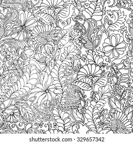 Coloring book page design with Seamless Pattern. Mandala ethnic ornament. Isolated vector illustration in zentangle style.