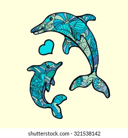 dolphin heart coloring pages