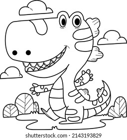 coloring book page dinosaur illustration