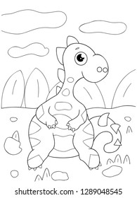 Coloring book, page of dinosaur, vector cute dino on the white background, education for children, white and black illustration