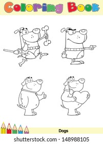Coloring Book Page Dogs Cartoon Character 1