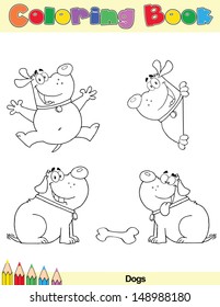 Coloring Book Page Dogs Cartoon Character 2