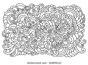 Coloring book page. Doodle pattern. Vector illustration hand drawn. Thin line drawing.