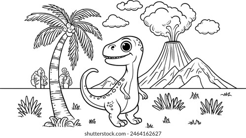 Malbuch Seite mit einem detaillierten Velociraptor Dinosaurier. Perfekt für Kinder und Dinosaurier-Enthusiasten, bietet Stunden von kreativem Spaß und pädagogischer Aktivität. Kompliziertes Design für jedes Alter