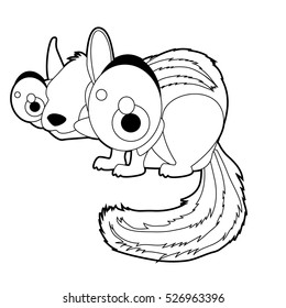 Coloring book page. Funny cartoon comic cool nice animals. Chipmunk