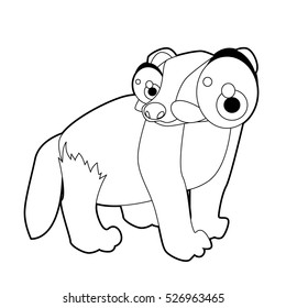 Coloring book page. Funny cartoon comic cool nice animals. Badger