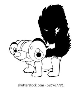 Coloring book page. Funny cartoon comic cool nice animals. Skunk