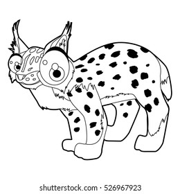 Coloring book page. Funny cartoon comic cool nice animals. Lynx