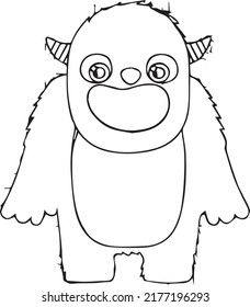 Coloring book page for Halloween. Cartoon castle with ghosts, bats and pumpkins at night.