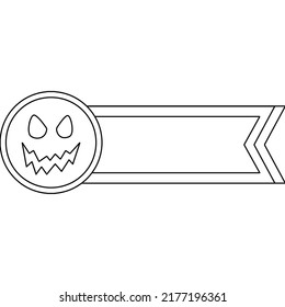Coloring book page for Halloween. Cartoon castle with ghosts, bats and pumpkins at night.