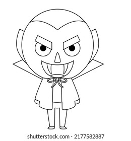 Coloring book page for Halloween. Cartoon castle with ghosts, bats and pumpkins at night.