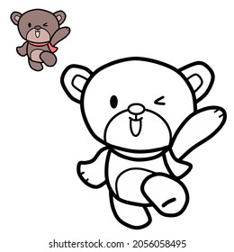 Colores de libro o página con hola oso de peluche. Set de imágenes prediseñadas para la impresión de camisetas, prendas de vestir para niños, tarjeta de saludo, etiqueta, parche o pegatina