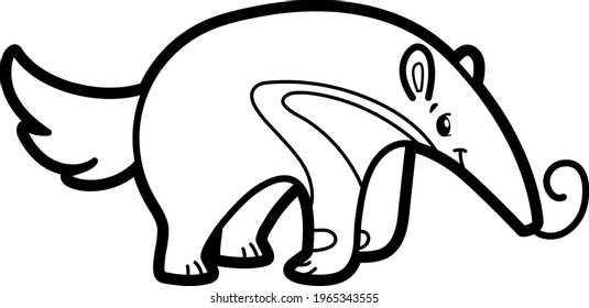 Coloring book or page for kids. ant-eater black and white vector illustration