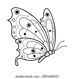 Coloring book or page for kids. Butterfly black and white vector