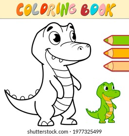 Coloring book or page for kids. crocodile black and white vector illustration