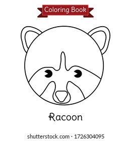 coloring book page for kids with a cute racoon