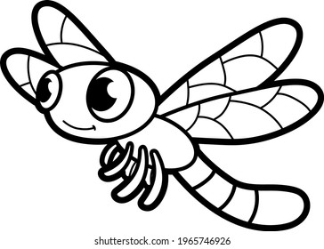 Coloring book or page for kids. dragonfly black and white vector illustration