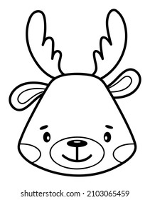 Coloring book or page for kids. Elk black and white outline illustration.