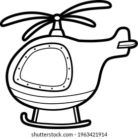 Coloring book or page for kids. helicopter black and white vector illustration