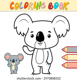 Coloring book or page for kids. koala black and white vector illustration