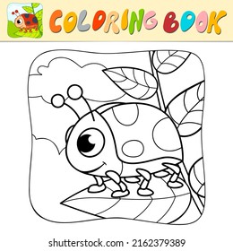 Coloring book or Coloring page for kids. ladybug black and white vector illustration. Nature background