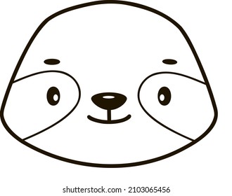 Coloring book or page for kids. Sloth black and white outline illustration.