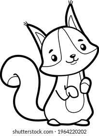 Coloring book or page for kids. squirrel black and white vector illustration