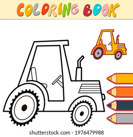 Coloring book or page for kids. tractor black and white vector illustration