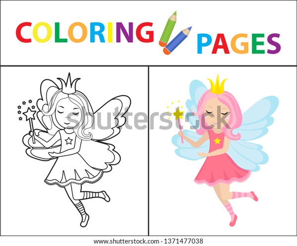 coloring book page little fairy sketch stock vector royalty