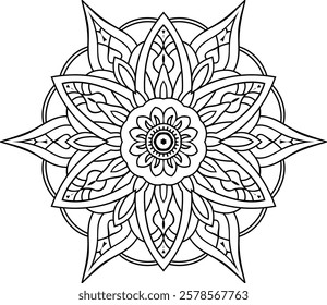 coloring book page  Mandala Design for all age and style black